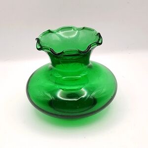 Vintage Green Glass Vase 3.5"